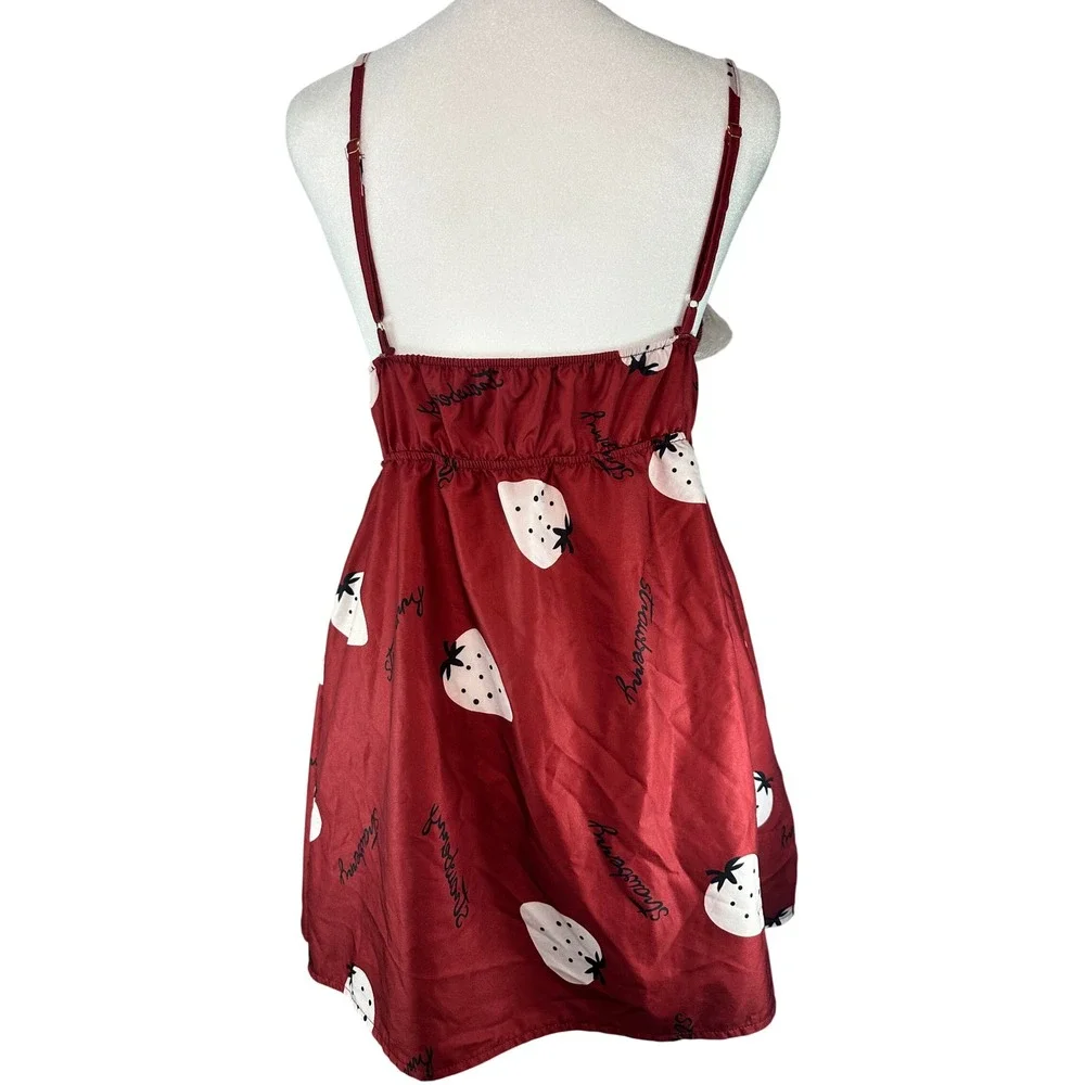 Red Strawberry Night Dress Best Fits S/M